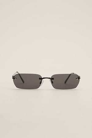 Black Rimless Slim Sunglasses
