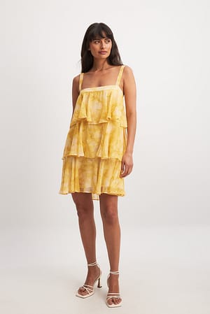 Print Tiered Chiffon Mini Dress