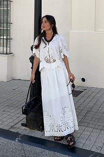 Broderie Anglaise Midi Skirt