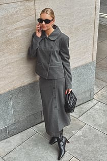 Asymmetric Buttoned Midi Skirt