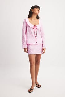 Checked Tie Front Skirt