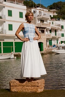 Checked Cotton Volume Maxi Dress