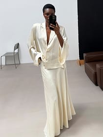 Crinkle Bias Cut Maxi Skirt