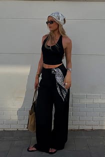 Mid Waist Wide Leg Pants