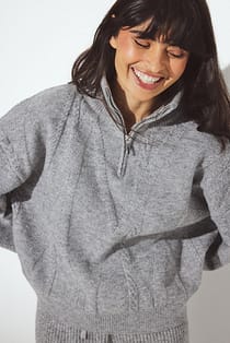 Strickpullover mit Half-Zip