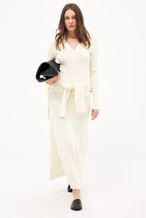 Knitted Irregular Rib Maxi Skirt