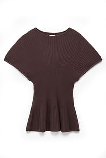 Knitted Rib Peplum Top