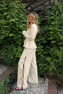 Linen Blend Embroidery Trousers