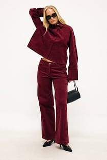 Low Waist Wide Leg Corduroy Trousers