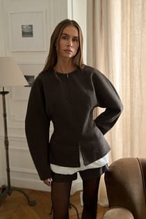 Marked Waist Wool Blend Blazer