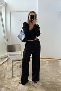 Mid Waist Wide Leg Pants
