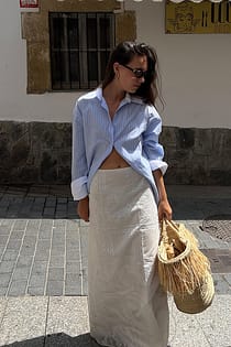 Cotton Contrast Oversized Shirt