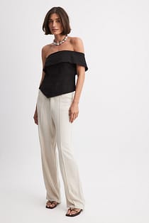 Linen Blend Straight High Waist Pants