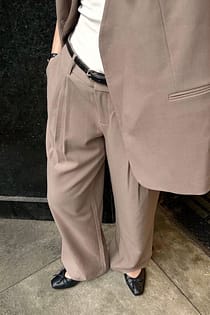 Wide Mid Waist Suit Pants