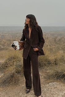 Straight Fit Suede Pants