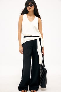 Tailored Wide Leg Linen Pants
