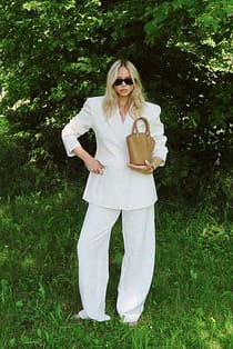 High Waist Deep Pleated Suit Pants
