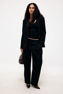 Wide High Waist Twill Pants
