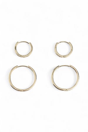 Gold 2-pak runde øreringer med rhinestones