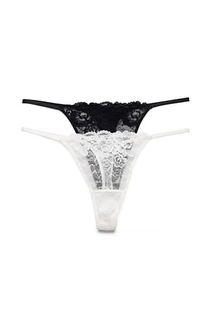 Black/White 2-pak tanga-g-strenge