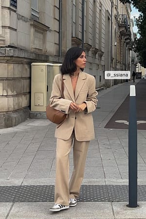 Oversized Mélange Notched Lapel Blazer