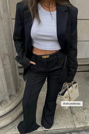 Pantalon de costume droit coupe slim à fente