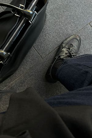 Black Leather Boat Shoes