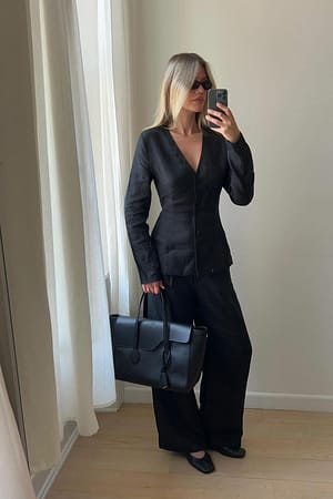 Black Timglasformad blus i linne
