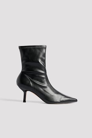 Black Ankelhöga boots med stilettklack