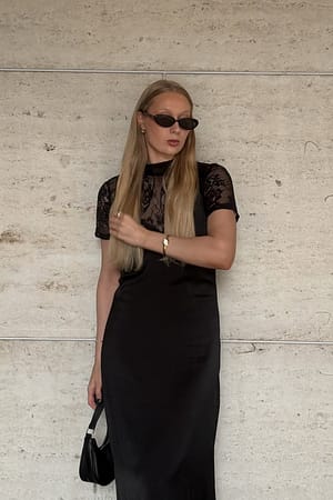 Black Short Sleeve Lace Top
