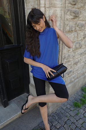 Blue Asymmetric Jersey Top