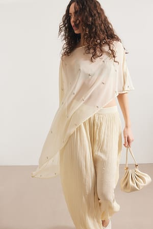 Yellow Asymmetrische top met strass