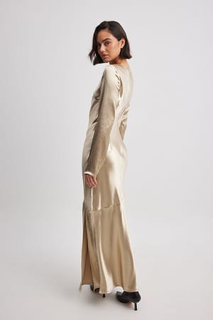 Taupe Asymmetric Seam Maxi Dress