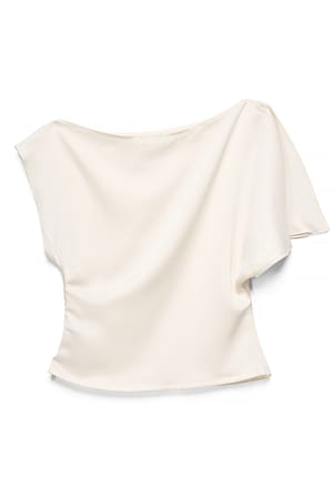 Cream Asymmetrisk slitsdetalj draperad topp