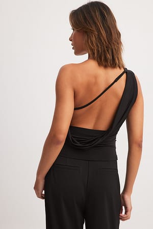 Asymmetrische gedrapeerde top met bandjes
