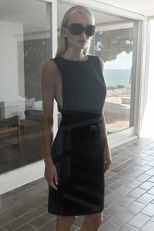 Black Back Detail Midi Dress