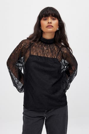 Balloon Sleeve Lace Blouse