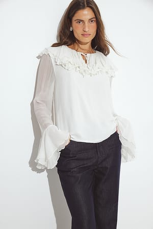 White Big Collar Blouse