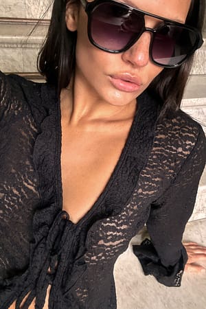 Black/Black Grosses lunettes de soleil rétro