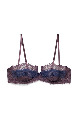 Multicolor Block Color High Balcony Lace Bra