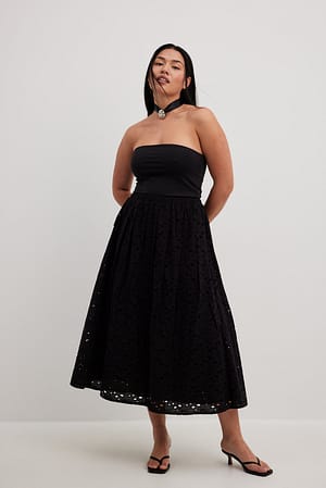 Midikjol med angalise-broderi