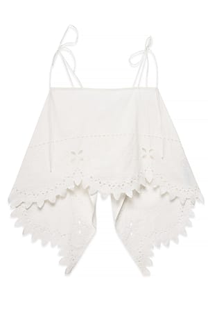 White Linne med broderi