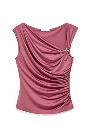 Dusty Pink Mouwloze top met gespdetail