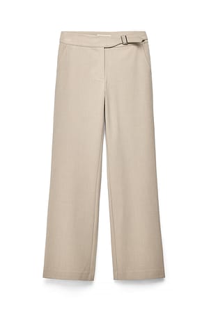 Light Beige Rechte broek met gespdetail