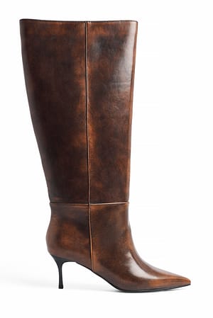 Burned Brown Burnished Stiletto Boots