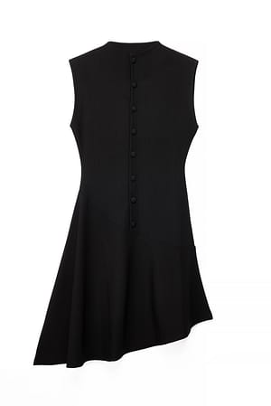 Black Midi-Kleid mit Knopfleiste