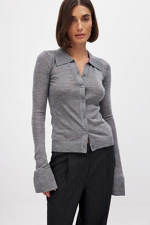 Buttoned Wool Blend Top