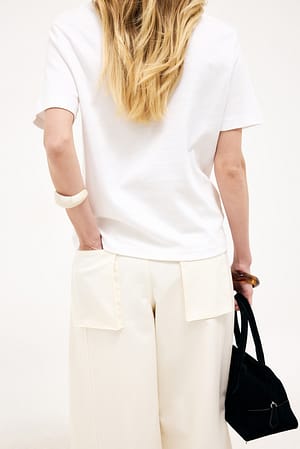 Cream Cargo mid waist pants