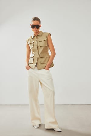 Light Green Vest med lommedetaljer og cargolomme