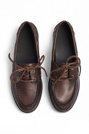 Brown Mocassins en cuir épais